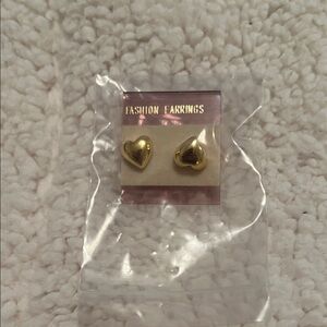 Gold Heart Stud Earrings